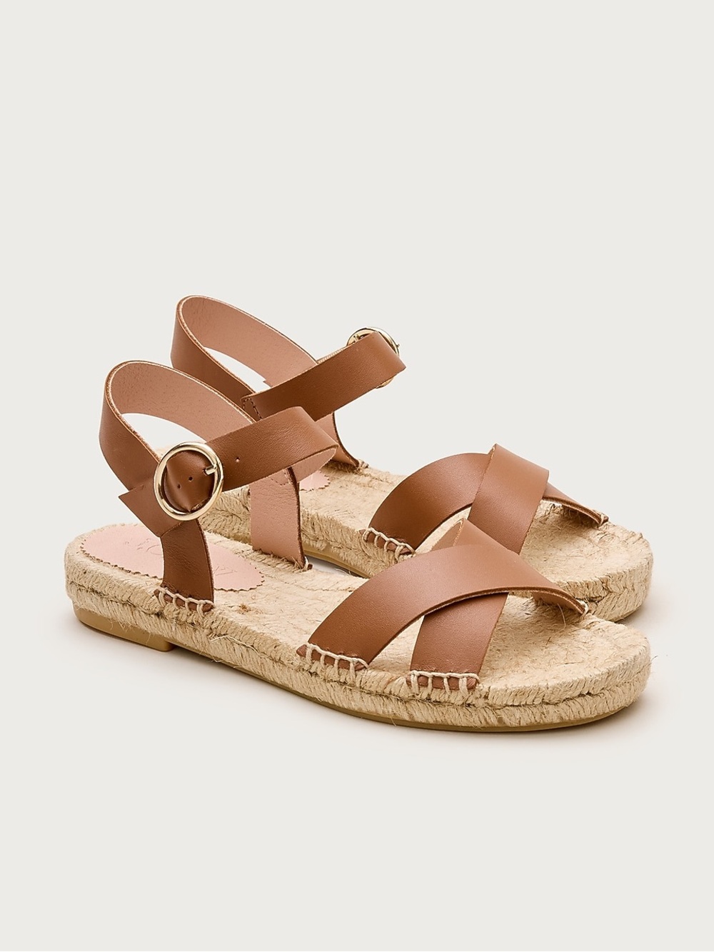 NWOB J.Crew Made-in-Spain Leather Platform Espadrilles Camel Brown 7.5